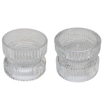 Soporte para velas de cristal reversible ARTORIUS para velas de té grandes, velas de pilar, transparente, 7,3cm, Ø8,9cm