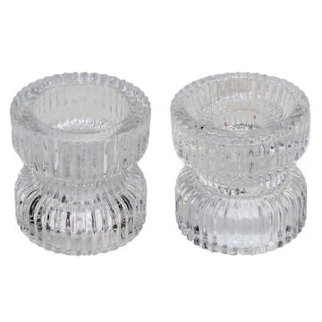Soporte para velas de cristal reversible ARTORIUS para velas de té, velas de pilar, transparente, 6cm, Ø6,4cm