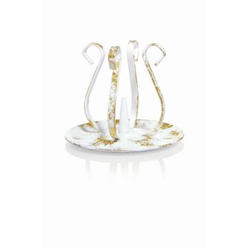 Soporte para velas vintage de metal ISTREDD con pincho, blanco-dorado, 8,5cm, Ø10cm