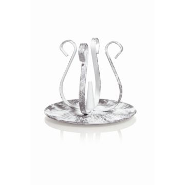 Soporte para velas vintage de metal ISTREDD con pincho, blanco-plateado, 8,5cm, Ø10cm