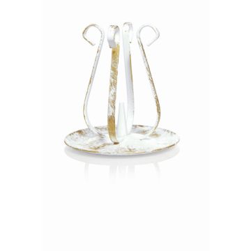 Soporte para velas vintage de metal ISTREDD con pincho, blanco-dorado, 10cm, Ø11cm