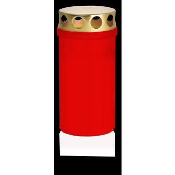 Luz de tumba CARMELIA con tapa, rojo-blanco, 12cm, Ø6,1cm, 50h