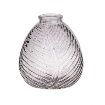 Botella decorativa de cristal NELLOMIO con estructura de hoja, transparente, 13cm, Ø12cm