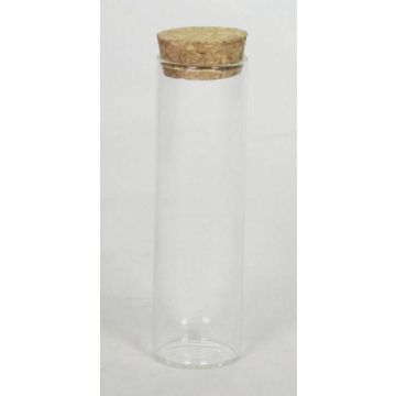 Mini tarro con tapón de corcho SINAN, cilíndricas/redondas, transparentes, 12cm, Ø3,5cm