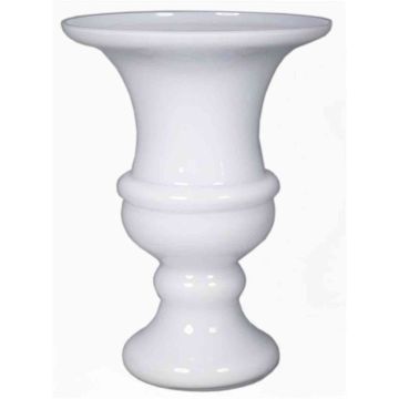 Florero SONJA con pie, embudo/redondo, blanco, 34cm, Ø25cm