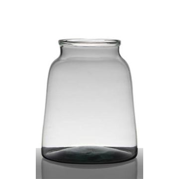 Farol de vidrio QUINN EARTH, reciclado, transparente-verde, 23cm, Ø19cm