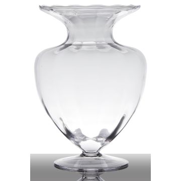 Jarrón de suelo de cristal KENDRA con pie, embudo/redondo, transparente, 33cm, Ø23,5cm