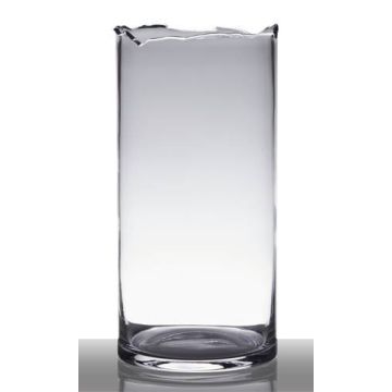Jarrón de suelo de cristal BROOKE con borde roto, cilíndrico/redondo, transparente, 37cm, Ø18cm