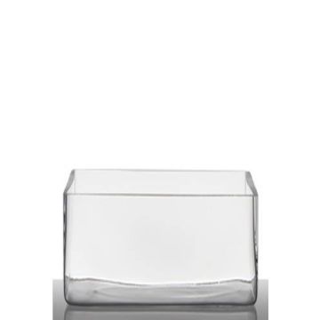 Portavelas para mesa MIRJA, cubo/rectangular, transparente, 25x10x15cm