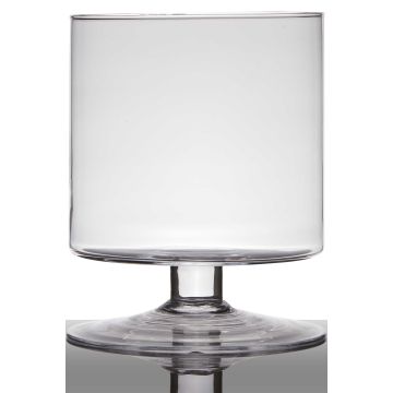 Maceta de vidrio LILIAN con pie, cilíndrica/redonda, transparente, 19cm, Ø14cm