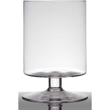 Maceta de vidrio LILIAN con pie, cilíndrica/redonda, transparente, 29cm, Ø19cm