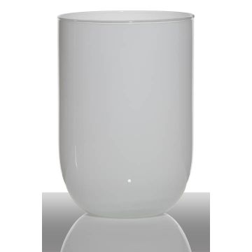 Florero de vidrio MARISA, cilíndrico/redondo, blanco, 20cm, Ø14cm