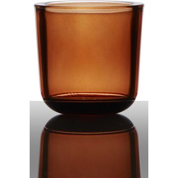 Portavelas NICK, cilíndrico/redondo, naranja transparente, 7,5cm, Ø7,5cm