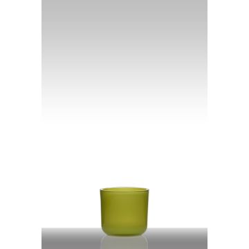 Jarrón para velas NICK, cilíndrico/redondo, verde claro, 13cm, Ø14cm