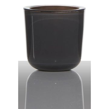 Portavelas NICK de cristal, gris oscuro-transparente, 7,5cm, Ø7,5cm