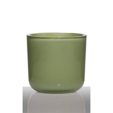 Jarrón para velas NICK, cilíndrico/redondo, verde hierba, 13cm, Ø14cm