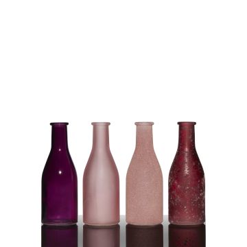 Set de 4 botellas ANYA, cilíndricas/redondas, rosa rosa, 26.5x6x18cm