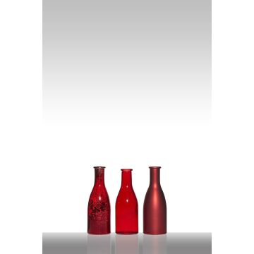 Set de 3 botellas ANYA, cono/redondas, rojo, 20x6.5x18.5cm