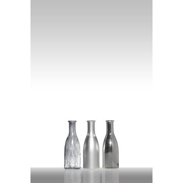 Set de 3 botellas ANYA, cono/redondas, plata, 20x6.5x18.5cm