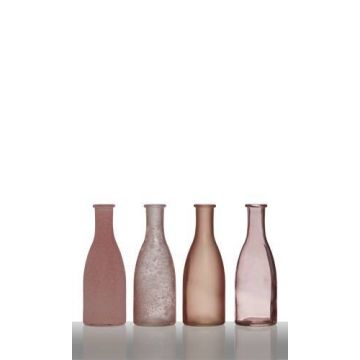 Set de 4 botellas ANYA, cono/redondas, rosa, 26.5x6x18cm