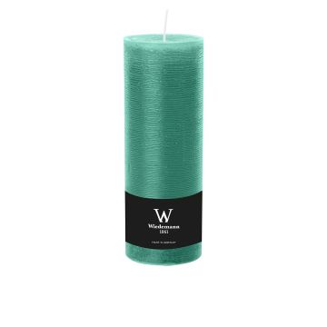 Vela de pilar / Vela de cera AURORA, verde menta, 19cm, Ø6,8cm, 85h - Hecho en Alemania