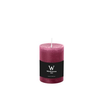 Vela de pilar / Vela de cera AURORA, magenta, 14cm, Ø9,8cm, 100h - Hecho en Alemania