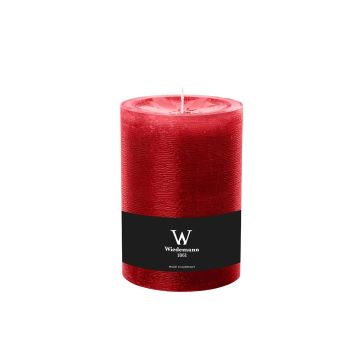 Vela de pilar / Vela de cera AURORA, rojo rubí, 14cm, Ø9,8cm, 100h - Hecho en Alemania
