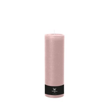 Vela de pilar / Vela de cera AURORA, rosa claro, 30cm, Ø10cm, 200h - Hecho en Alemania