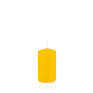 Vela votiva / vela de pilar MAEVA, amarilla, 10cm, Ø5cm, 23h - Hecho en Alemania