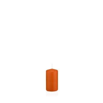 Vela votiva / vela de pilar MAEVA, naranja, 10cm, Ø5cm, 23h - Hecho en Alemania