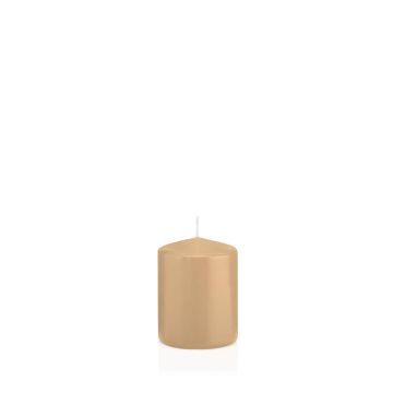 Vela votiva / vela de pilar MAEVA, marrón claro, 8cm, Ø6cm, 29h - Hecho en Alemania