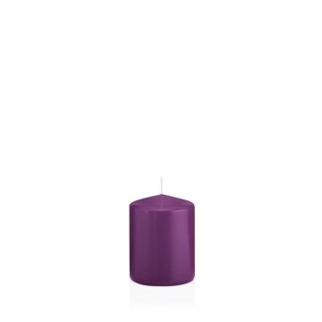 Vela votiva / vela de pilar MAEVA, violeta, 8cm, Ø6cm, 29h - Hecho en Alemania