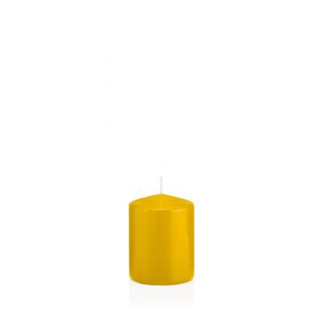 Vela votiva / vela de pilar MAEVA, amarilla, 8cm, Ø6cm, 29h - Hecho en Alemania