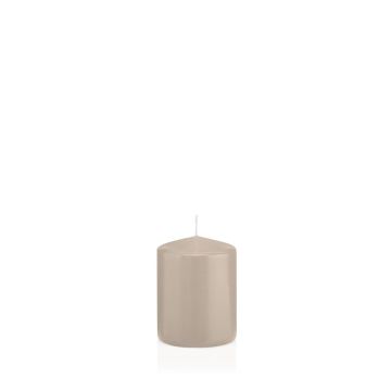 Vela votiva / vela de pilar MAEVA, beige, 8cm, Ø6cm, 29h - Hecho en Alemania