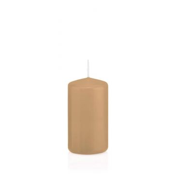 Vela votiva / vela de pilar MAEVA, marrón claro, 12 cm, Ø6cm, 40h - Hecho en Alemania
