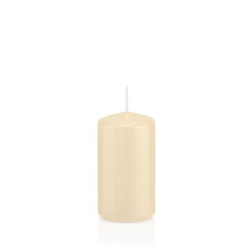 Vela votiva / vela de pilar MAEVA, crema, 12cm, Ø6cm, 40h - Hecho en Alemania