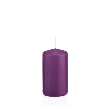 Vela votiva / vela de pilar MAEVA, violeta, 12cm, Ø6cm, 40h - Hecho en Alemania