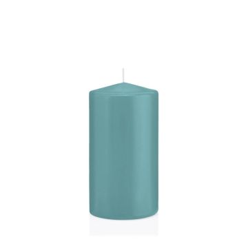 Vela votiva / vela de pilar MAEVA, turquesa, 15cm, Ø8cm, 69h - Hecho en Alemania