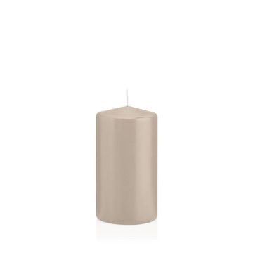 Vela votiva / vela de pilar MAEVA, beige, 13cm, Ø7cm, 52h - Hecho en Alemania