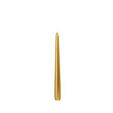 Vela cónica / vela de pilar ROSELLA, dorado, 25cm, Ø2,5cm, 8h - Fabricado en Alemania