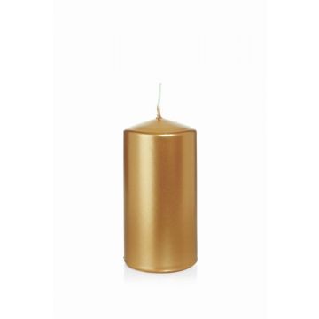 Vela de Navidad / vela de columna ROSELLA, dorado, 12cm, Ø6cm, 40h - Hecho en Alemania