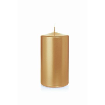 Vela de Navidad / vela de columna ROSELLA, dorado, 13cm, Ø7cm, 52h - Hecho en Alemania