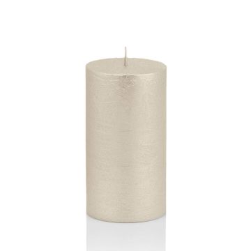 Vela de columna / Vela de Navidad MATHILDA, plata, 12 cm, Ø5,8cm, 45h - Hecho en Alemania