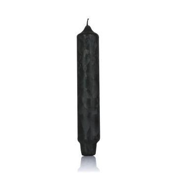 Vela de hogar / vela de pilar ANASTASIA, efecto hielo, negro, 16,4cm, Ø2,8cm, 6h - Hecho en Alemania