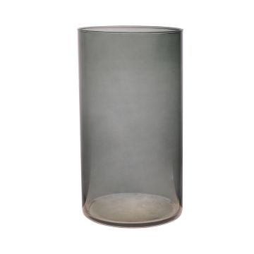 Jarrón cilíndrico de cristal SANYA EARTH, gris oscuro-transparente, 30cm, Ø16cm