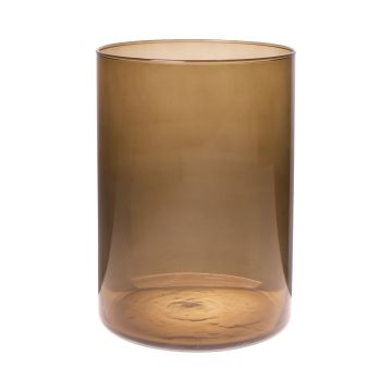 Jarrón cilíndrico de cristal SANYA EARTH, marrón-transparente, 25cm, Ø18cm