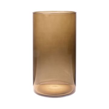 Jarrón cilíndrico de cristal SANYA EARTH, marrón-transparente, 30cm, Ø16cm
