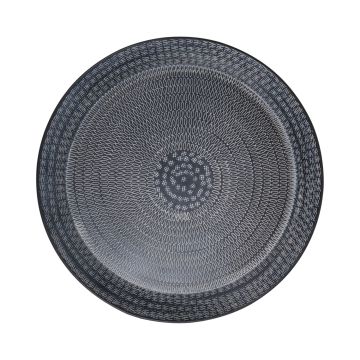 Plato redondo de metal SOLANYI, estampado, negro, Ø47,5cm