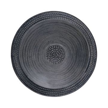 Plato redondo de metal SOLANYI, estampado, negro, Ø55cm