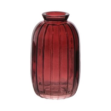 Botella decorativa SILVINA de cristal, ranuras, marrón rojizo transparente, 11,8cm, Ø7cm